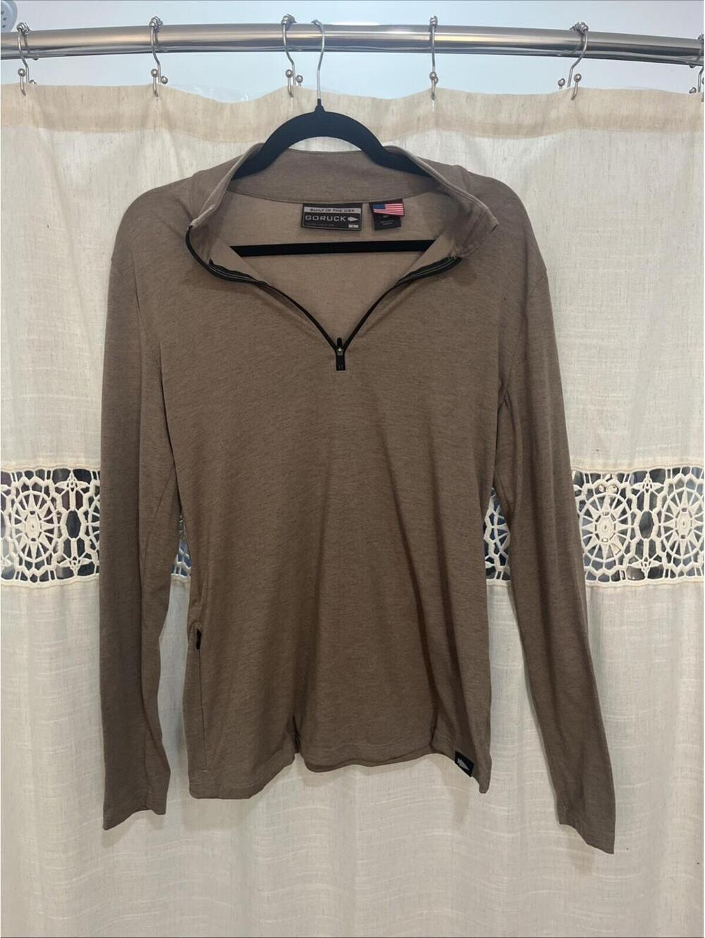 Goruck Tough 365 Half Zip Shirt Women Large Brown Lightweight Side Pckt